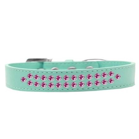 UNCONDITIONAL LOVE Two Row Bright Pink Crystal Dog CollarAqua Size 16 UN784035